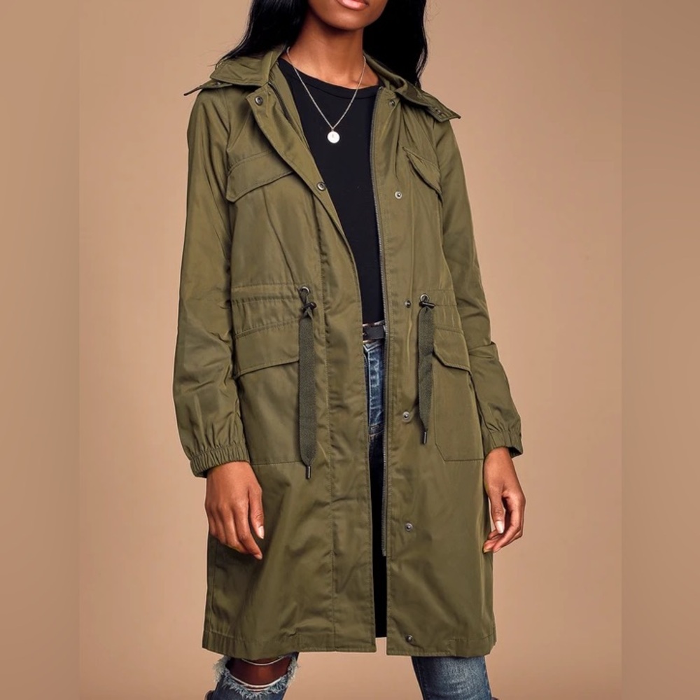 AVEC LES FILLES Right On Time Olive Green Anorak Water Resistant Jacket- Size S